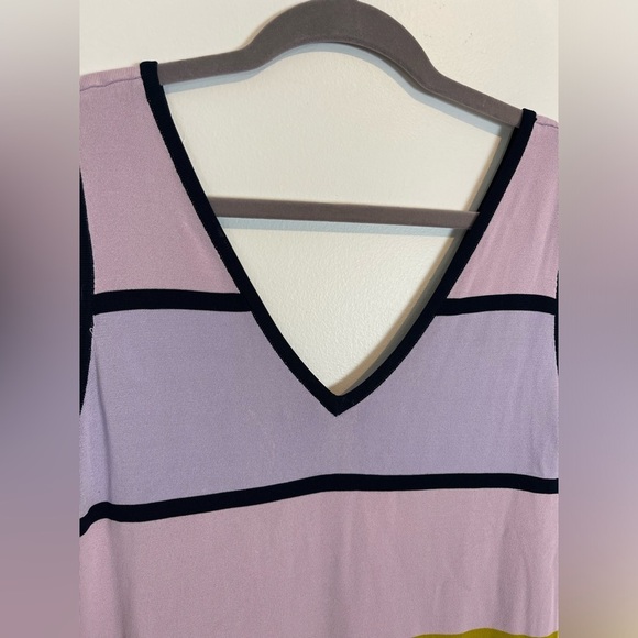Ted Baker London Pink Yellow Izlie Striped Sheath Dress v neck viscose SZ 3 or M - Picture 4 of 10